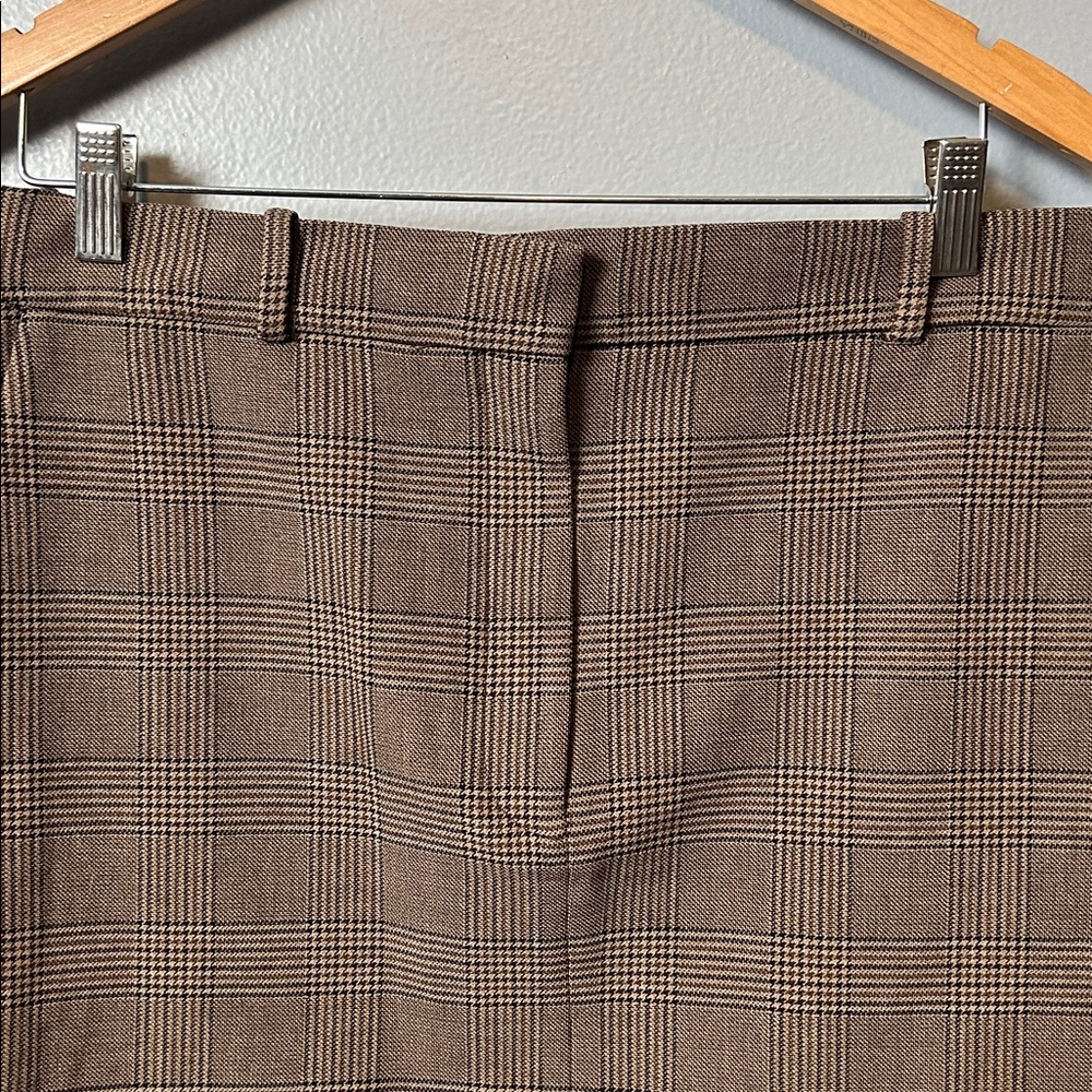 Babaton Chisel Checkered Brown Mini Skirt size 12 EUC - Picture 3 of 14